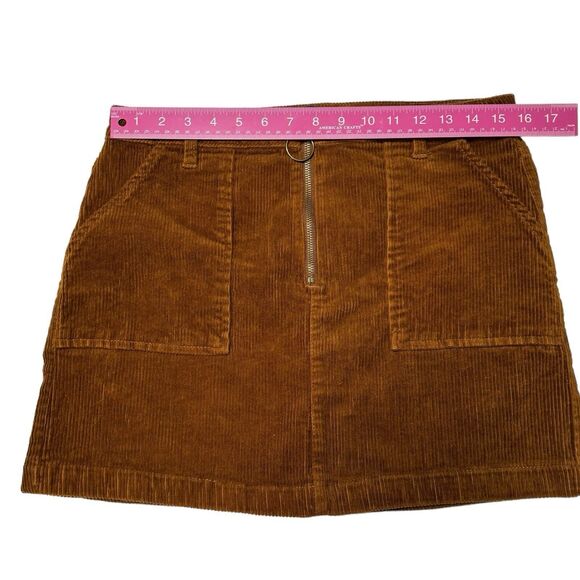 Blue Spice Mini Skirt Women’s‎ Juniors Size 13 Brown Corduroy Front Zip Stretch - Picture 3 of 4